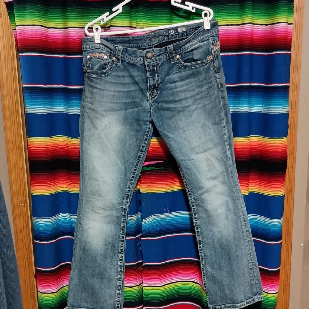 Miss Me Women's Medium Blue Mid-Rise Easy Boot Cut Jeans 34